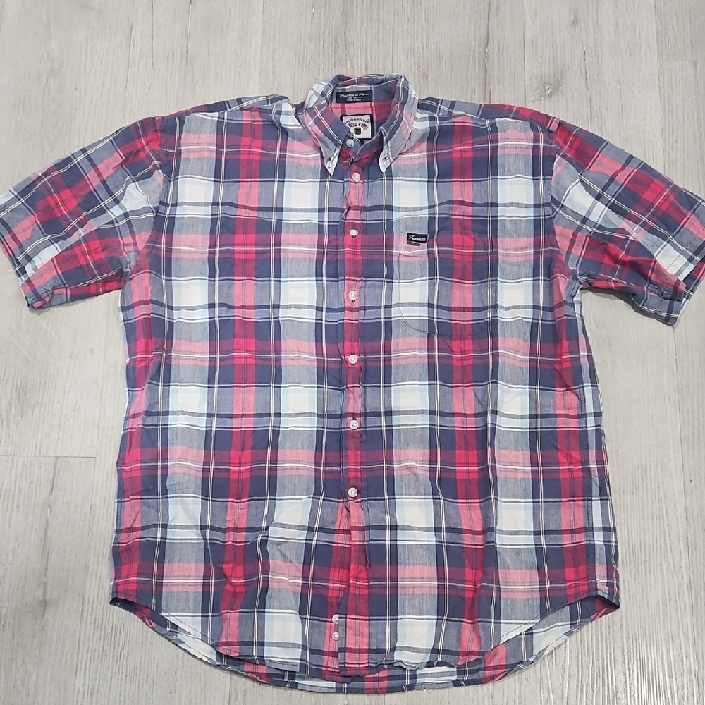 Men's Faconnable Large Plaid Short Sleeve Button Down Shirt